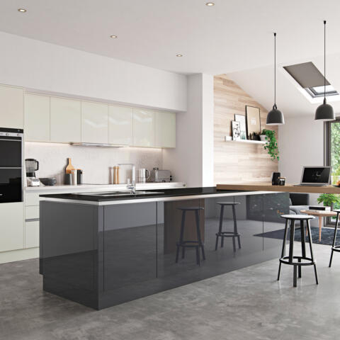 Zola Gloss Handleless Porcelain and Graphite Main Shoot RGB